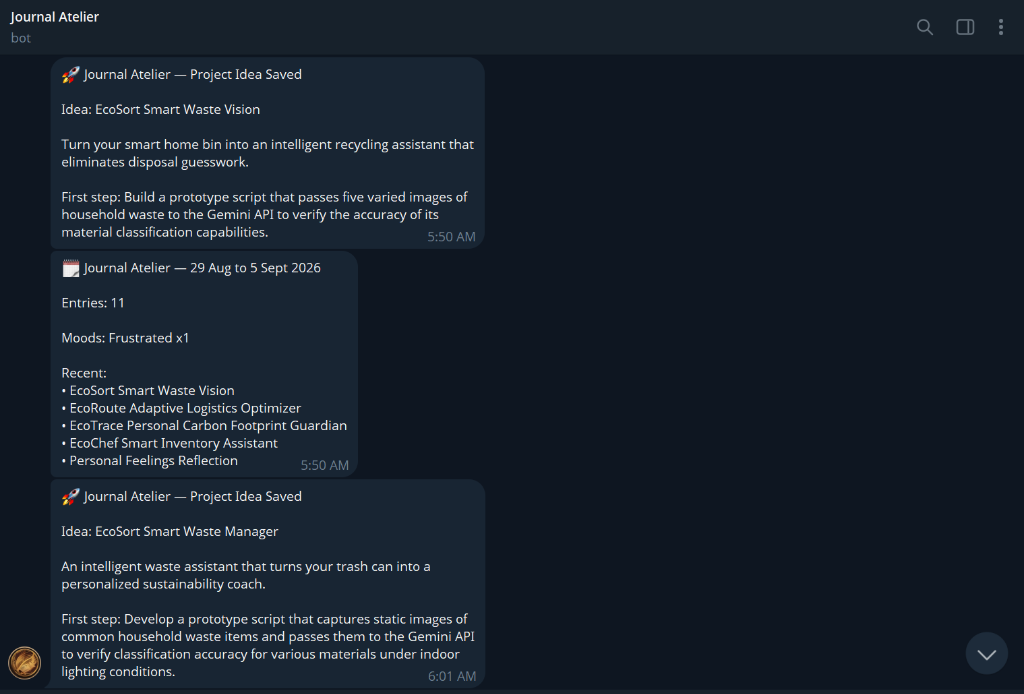 Journal Atelier Real Telegram Bot Push Notifications