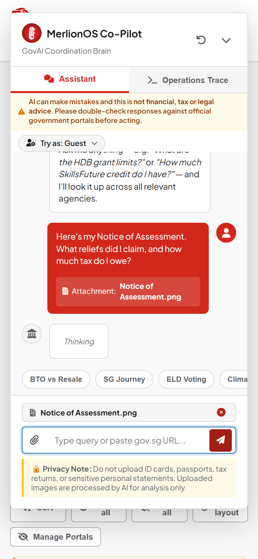 Multimodal Step 1: IRAS Notice of Assessment attached via the paperclip button