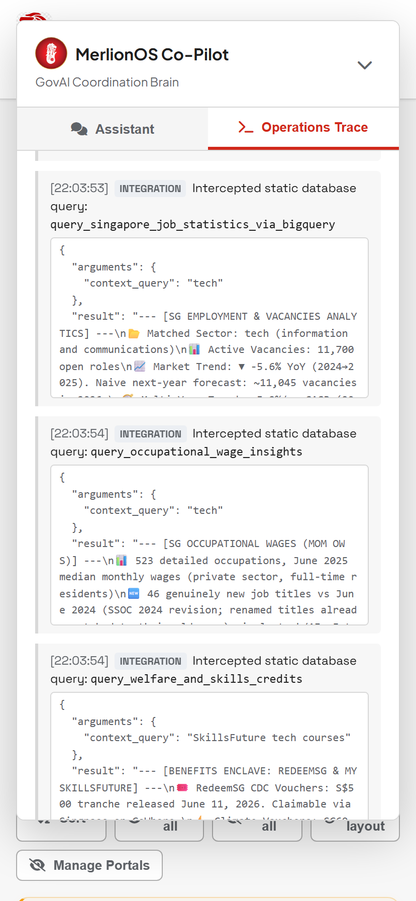 MerlionOS Operations Trace Step 2: Tool dispatch log for Occupational Wages